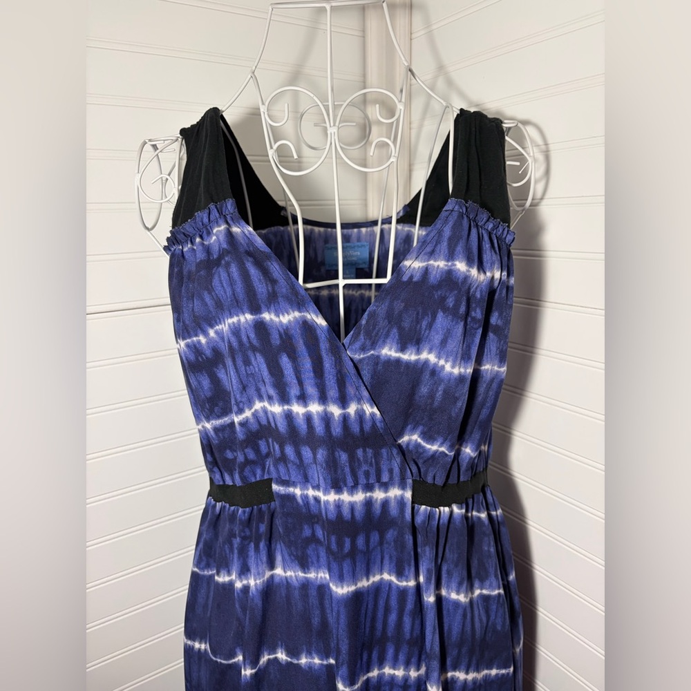 Simply Vera Vera Wang Navy and White Sleeveless V‑Neck Maxi Dress